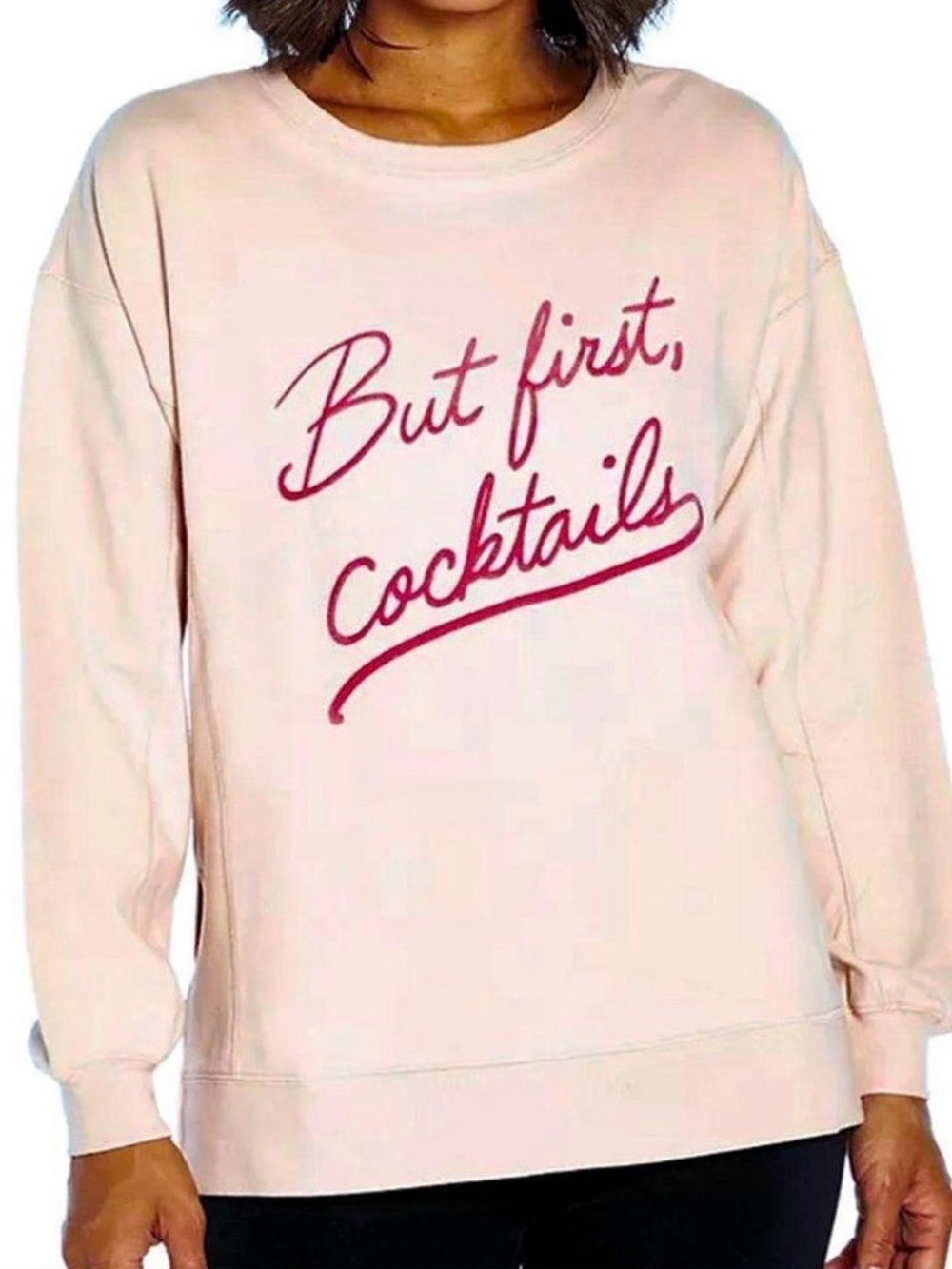 Wildfox Pale Pink Crewneck Sweatshirt with Fuchsia Script Size Medium NWT